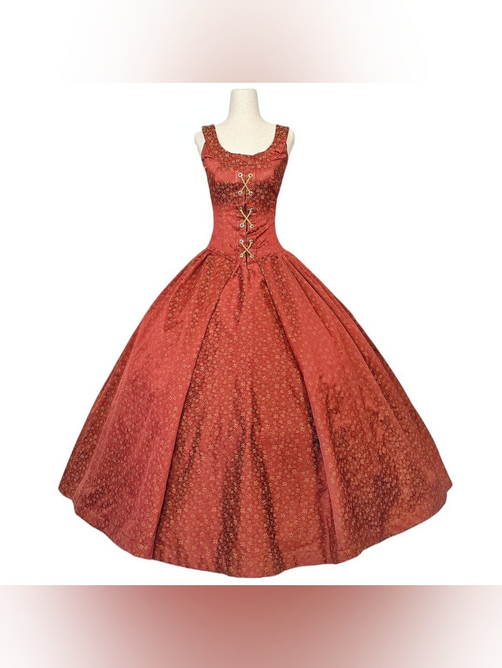 Vintage Renaissance Dress Handmade Y2K Royal Medieval Rust Gold XXS XS Petite